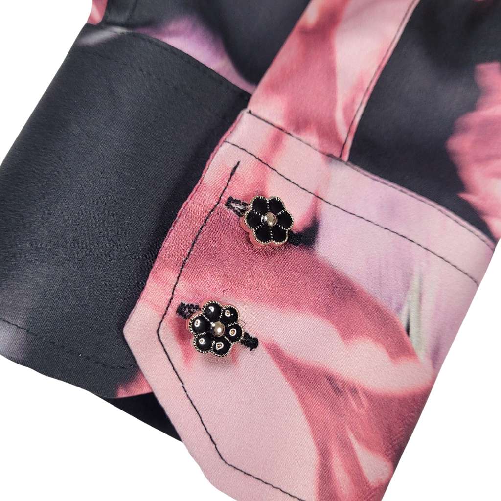 Men's Black Floral Silk Shirt | 1000 Kingdoms