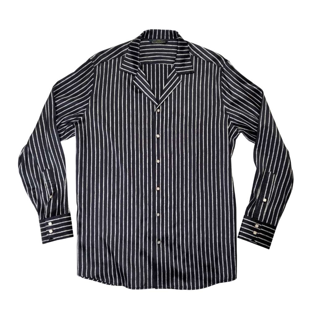 Men's Black Stripe Silk Shirt | 1000 Kingdoms Men's Black Stripe Silk Shirt | 1000 Kingdoms