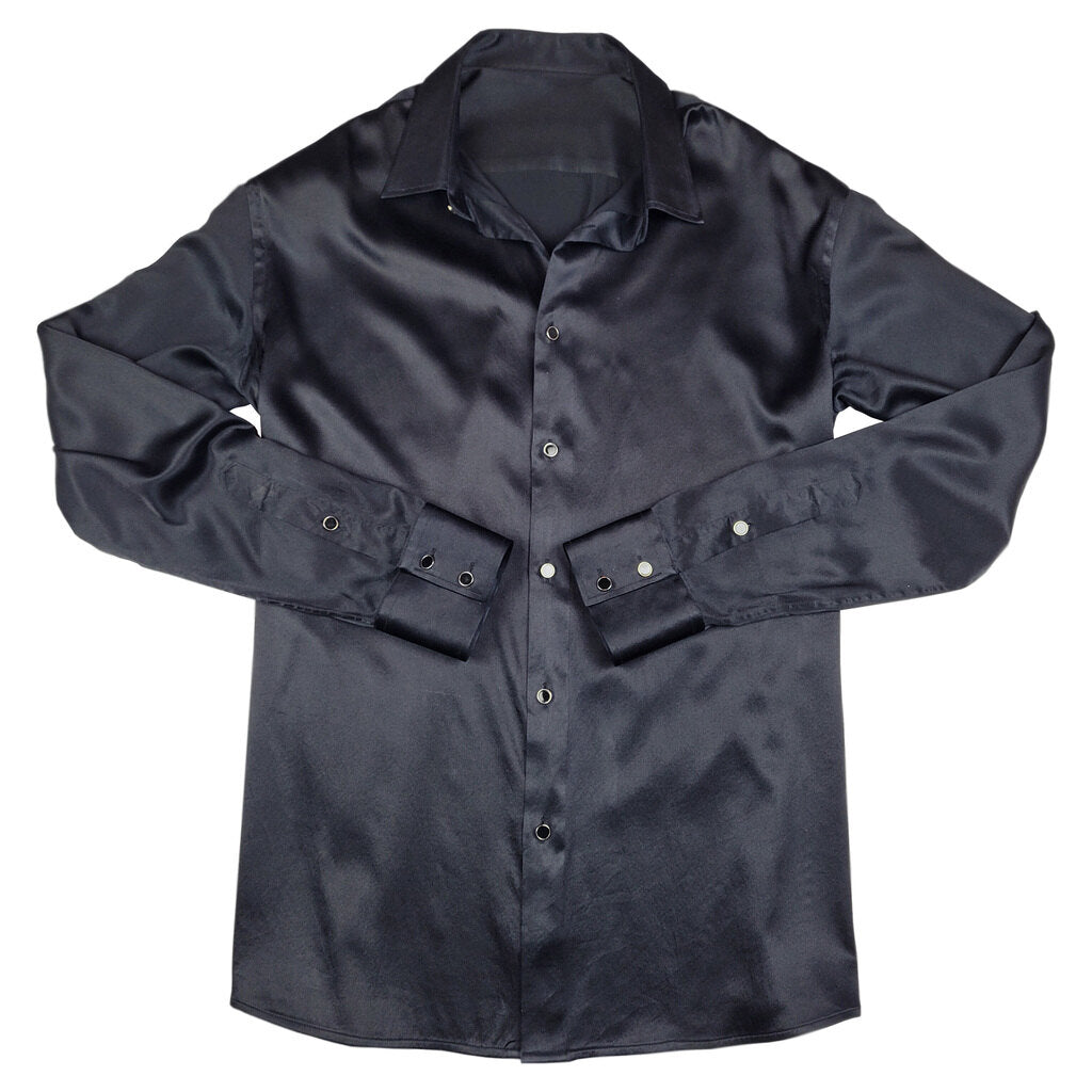 Men's Black Silk Shirt | 1000 Kingdoms Relaxed Fit / X-Large Men's Black Silk Shirt | 1000 Kingdoms Relaxed Fit / X-Large