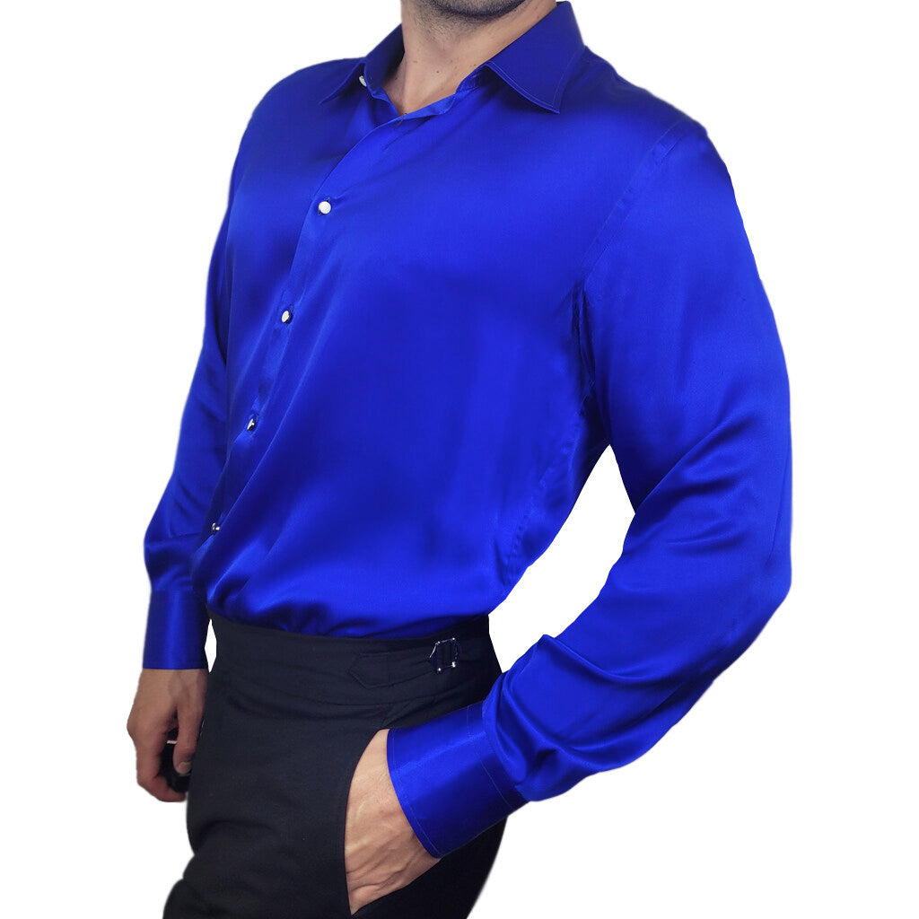 Mens Blue Silk Shirt | 1000 Kingdoms Mens Blue Silk Shirt | 1000 Kingdoms