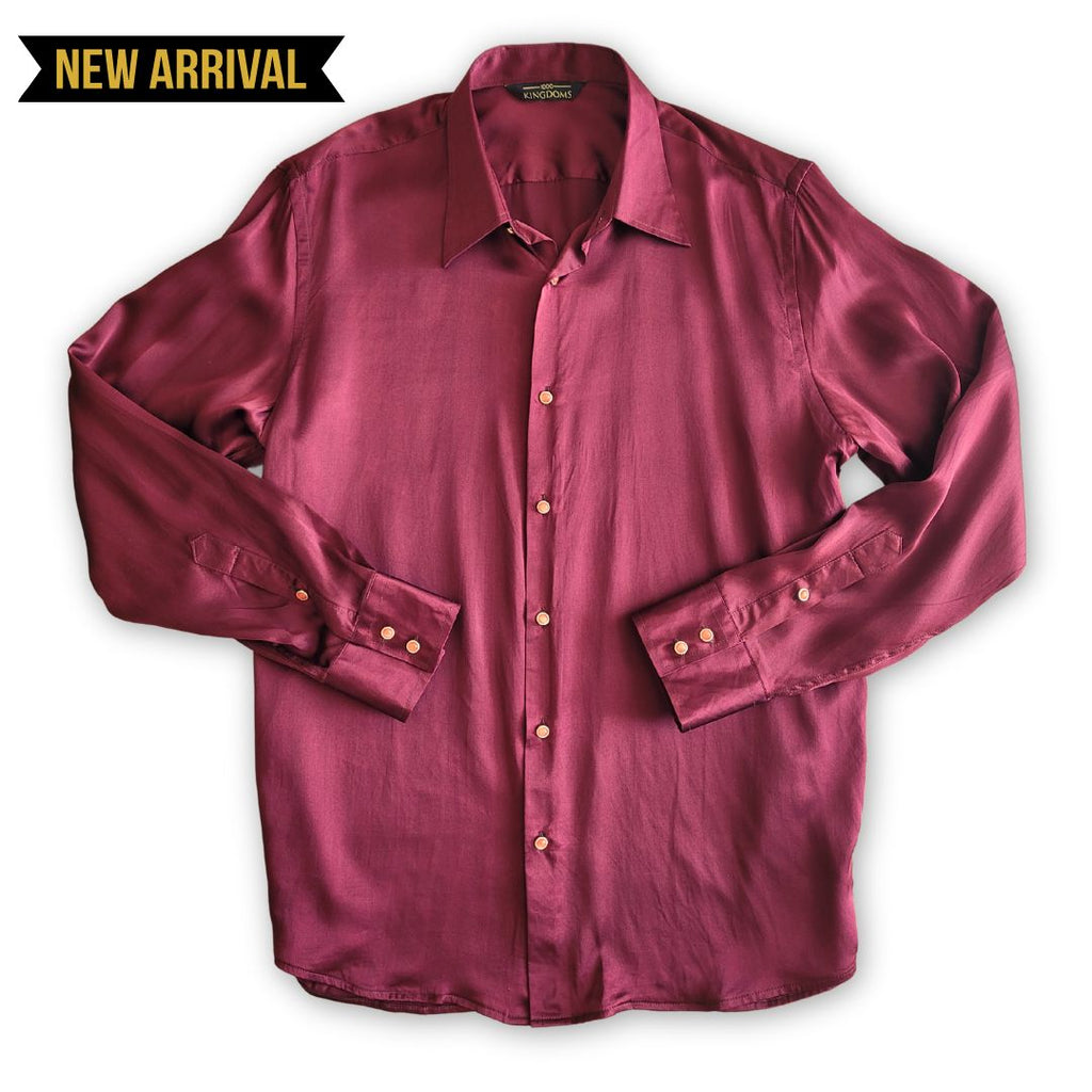product photo Men's Burgundy long sleeve Silk Shirt from 1000 kingdoms