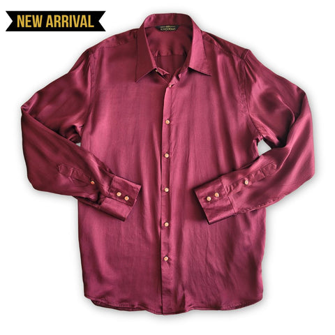 product photo Men's Burgundy long sleeve Silk Shirt from 1000 kingdoms