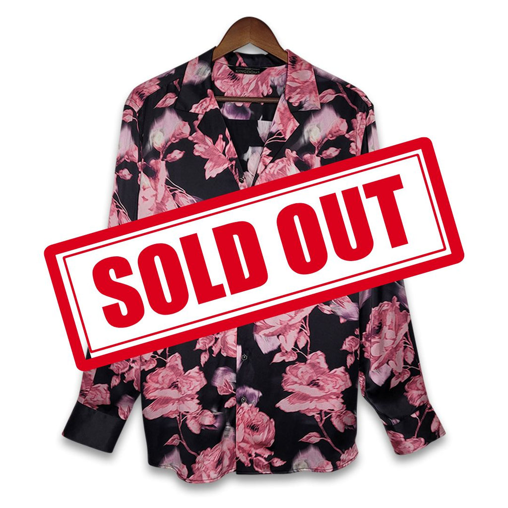 Mens Black Floral Silk Shirt