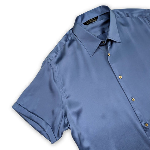 mens cool blue short sleeve silk shirt by 1000 kingdoms