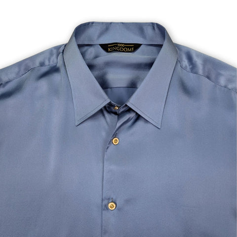 mens cool blue short sleeve silk shirt by 1000 kingdoms