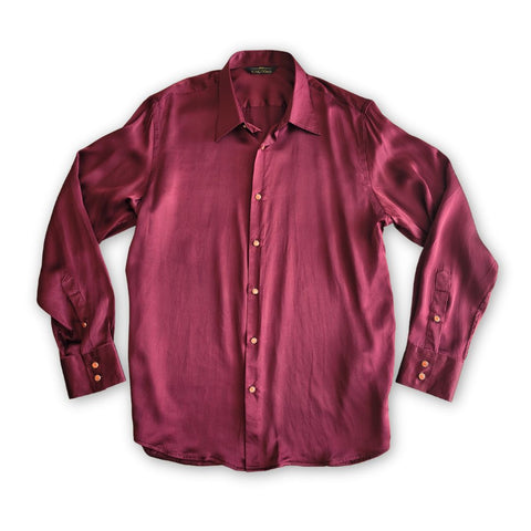Men's Burgundy 100% Silk Shirt | 1000 Kingdoms Modern Fit / 3XL Men's Burgundy 100% Silk Shirt | 1000 Kingdoms Modern Fit / 3XL