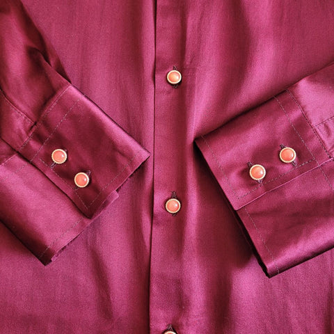 product photo Men's Burgundy long sleeve Silk Shirt from 1000 kingdoms