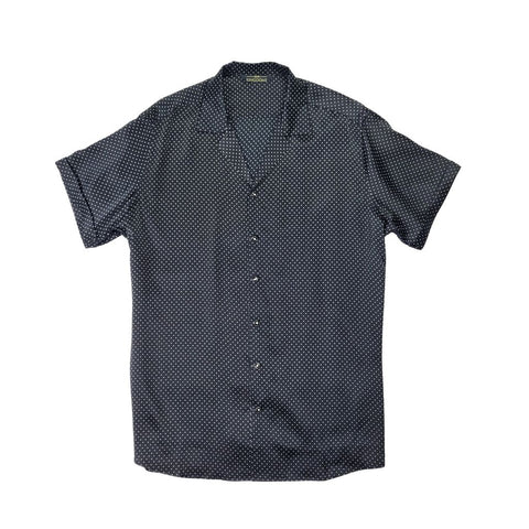 mens short sleeve black dotted silk shirt product image