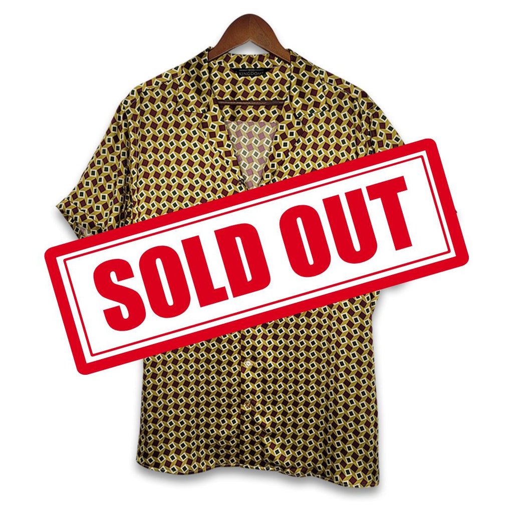 mens gold bowling short sleeve silk shirt product image