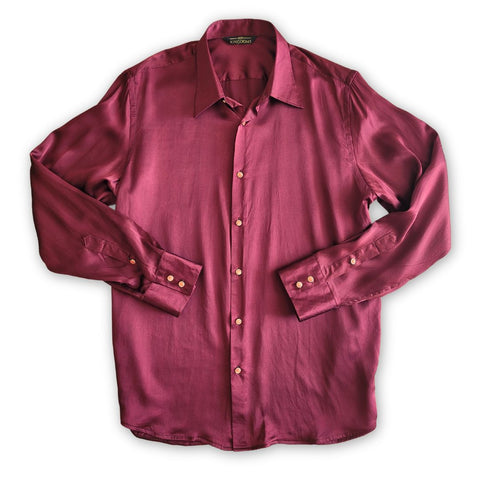 Men's Burgundy 100% Silk Shirt | 1000 Kingdoms Modern Fit / 3XL Men's Burgundy 100% Silk Shirt | 1000 Kingdoms Modern Fit / 3XL