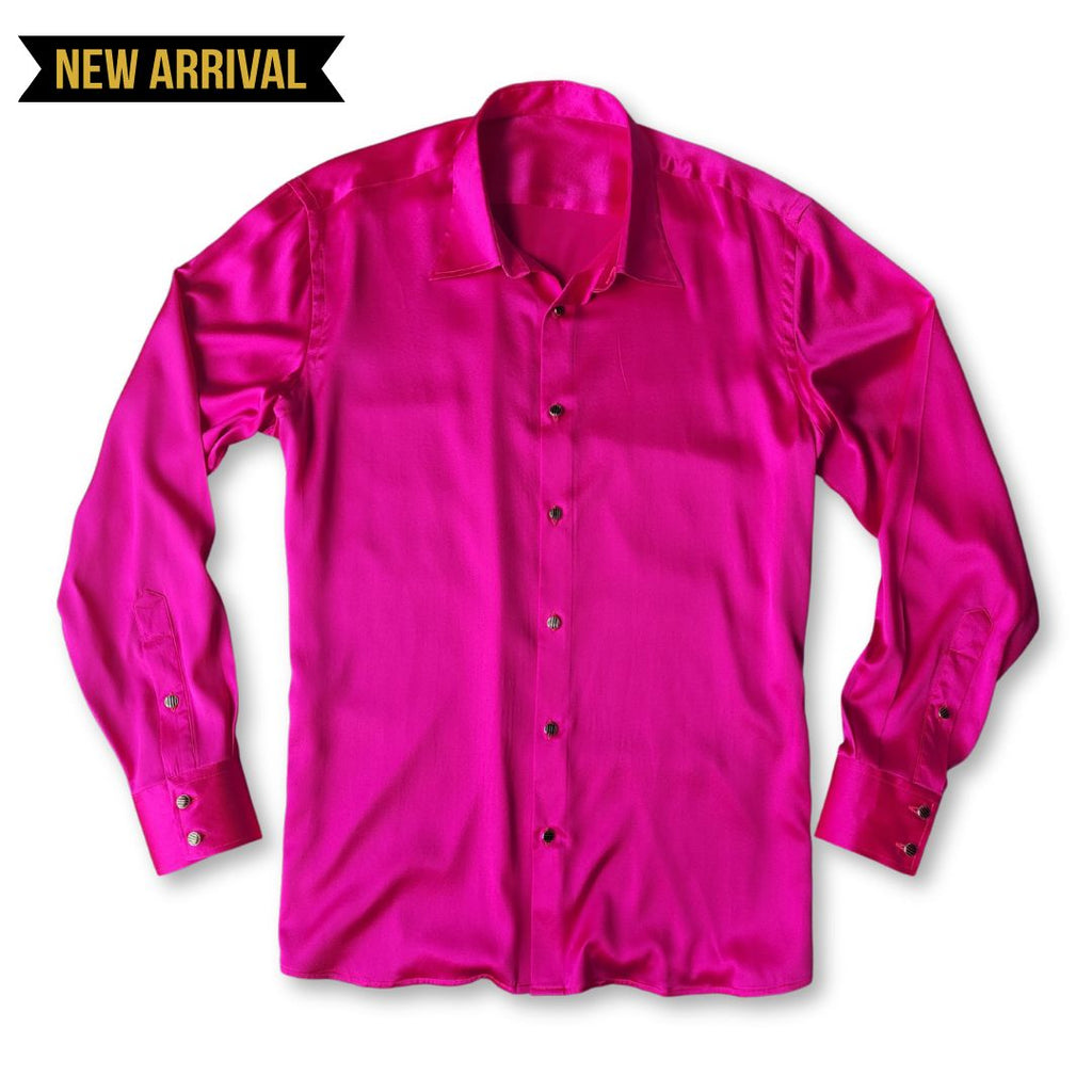 mens long sleeve pink silk shirt from 1000 kingdoms