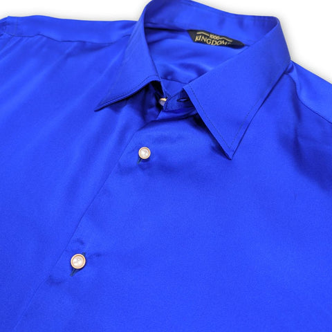 mens blue short sleeve silk shirt by 1000 kingdoms