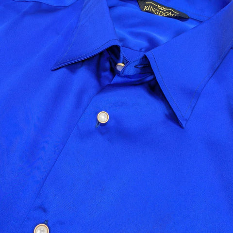 mens blue short sleeve silk shirt by 1000 kingdoms