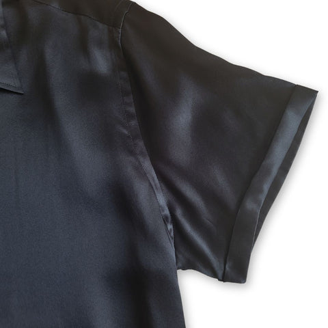 product photo men short sleeve black silk shirt from 1000 kingdoms