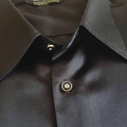 Mens Black Short Sleeve 100% Silk Shirt | 1000 Kingdoms Mens Black Short Sleeve 100% Silk Shirt | 1000 Kingdoms
