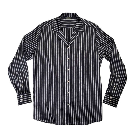 Men's Black Stripe Silk Shirt | 1000 Kingdoms Men's Black Stripe Silk Shirt | 1000 Kingdoms