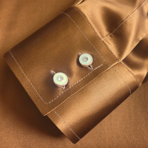 product photo mens long sleeve caramel brown silk dress shirt from 1000 kingdoms