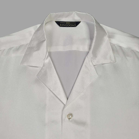 mens long sleeve white silk shirt product shot