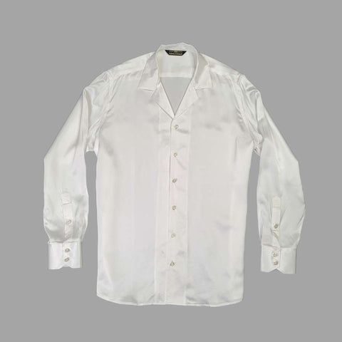 mens long sleeve white silk shirt product shot