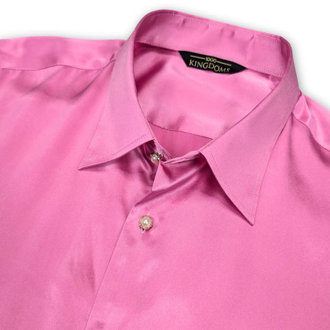Mens Light Pink Short Sleeve 100% Silk Shirt | 1000 Kingdoms Mens Light Pink Short Sleeve 100% Silk Shirt | 1000 Kingdoms