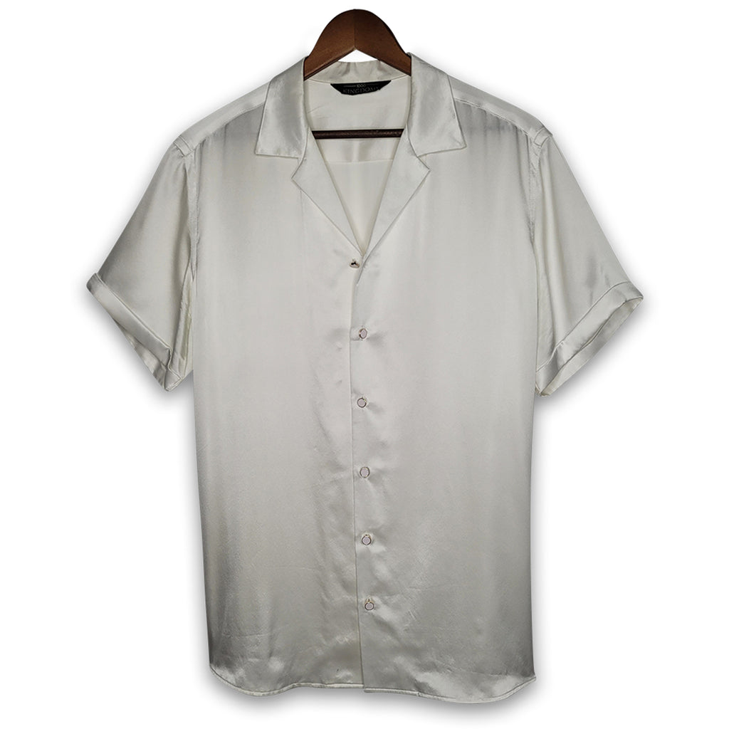 mens white short sleeve silk shirt product picture 1000 kingdoms