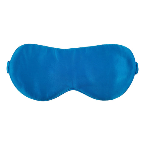 blue silk sleep mask front