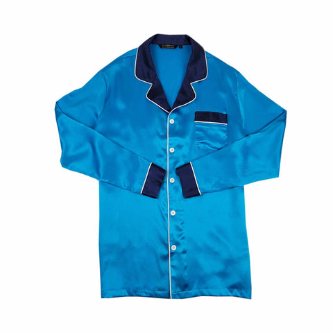 mens blue silk pajama shirt by 1000 kingdoms