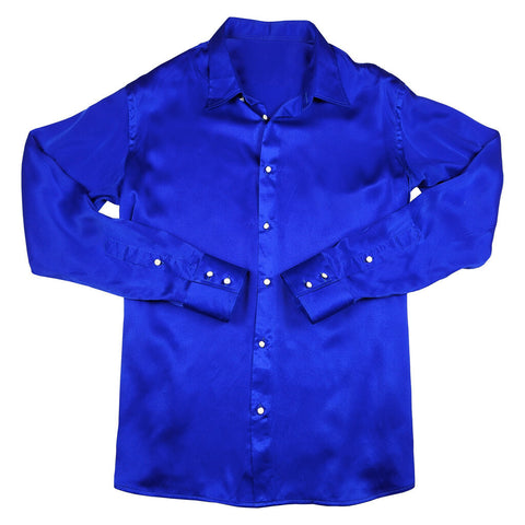 Mens Blue Silk Shirt | 1000 Kingdoms Mens Blue Silk Shirt | 1000 Kingdoms